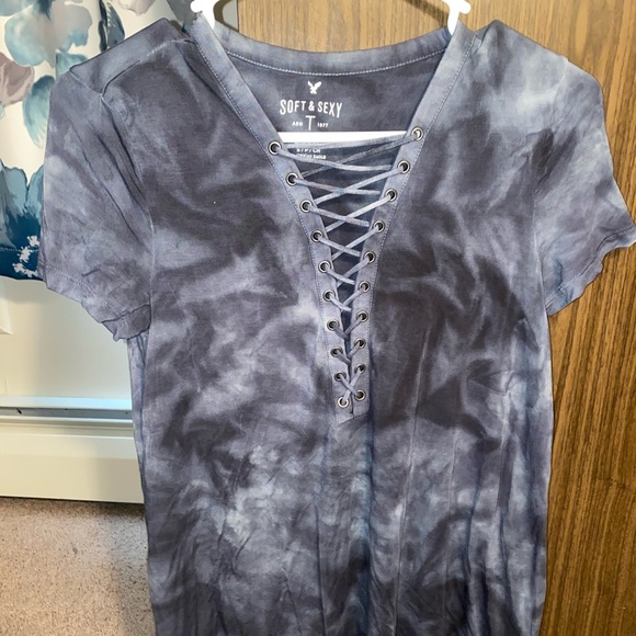 AEO Soft & Sexy blue marble short sleeve tee shirt - Picture 1 of 3